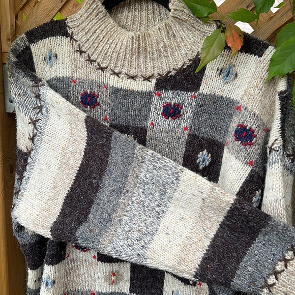 Vintage Patchwork Knit Sweater - Picture 4 of 8